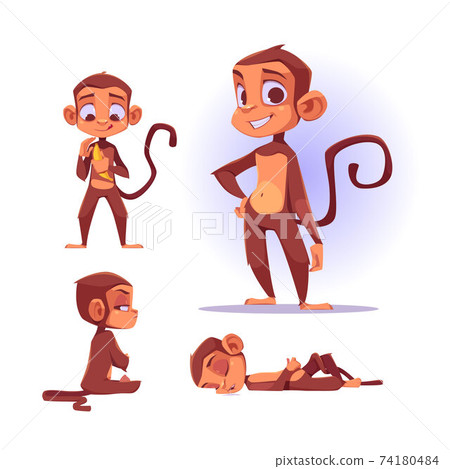 Cute monkey character in different poses 74180484