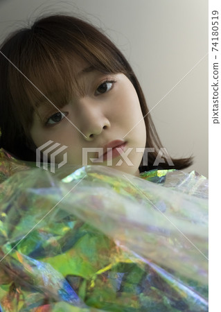 Colorful film and portrait of a woman Colorful film and portrait of a woman 74180519