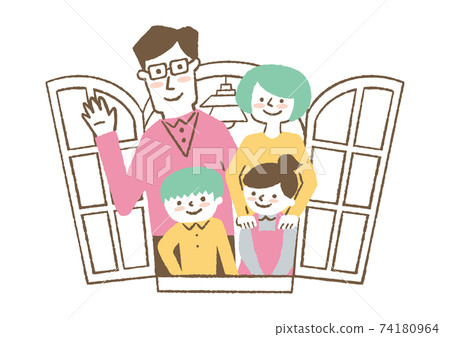 Family seen from the window Family seen from the window 74180964