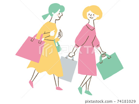 兩個人從購物回家的路上 74181029