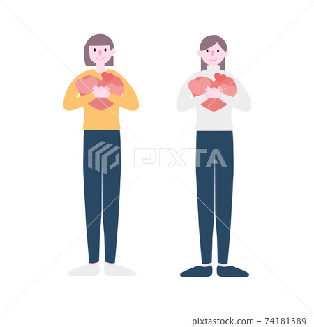 Couple illustration material holding a heart Couple illustration material holding a heart 74181389