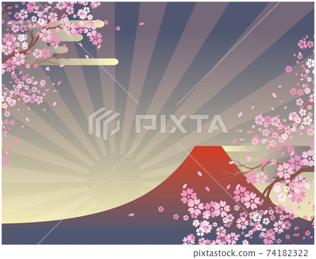 春天的櫻花和富士山的風景 春天的櫻花和富士山的風景 74182322