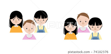 Infants lined up in two rows - Stock Illustration [74182376] - PIXTA
