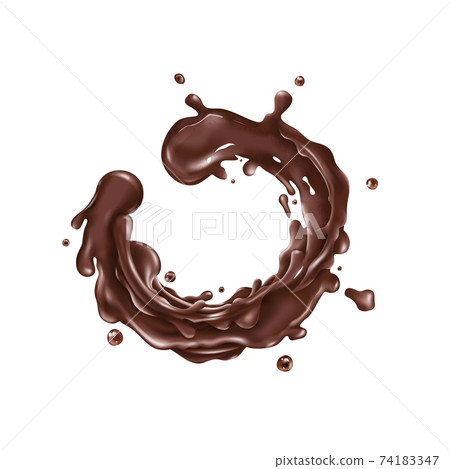 Liquid chocolate splash circle on a white background Liquid chocolate splash circle on a white background 74183347