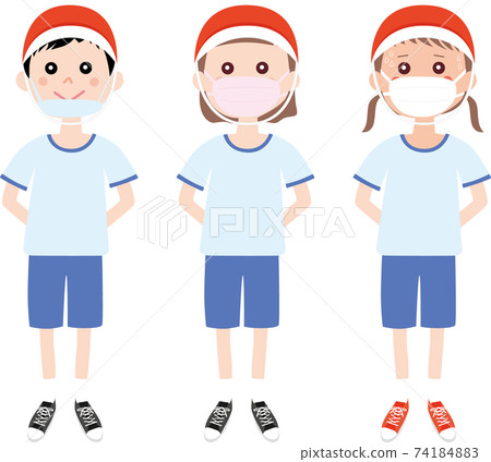 小學生戴著口罩 小學生戴著口罩 74184883