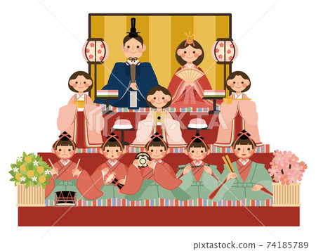 Hinamatsuri Hina doll with three-tiered decoration 74185789