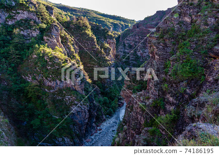 Gorges de Daluis or Chocolate canyon in Provence-Alpes, France. 74186195