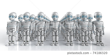Group of cute robots with cartoon character 74186320