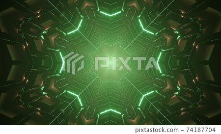 3D illustration of star shaped shiny tunnel 3D illustration of star shaped shiny tunnel 74187704