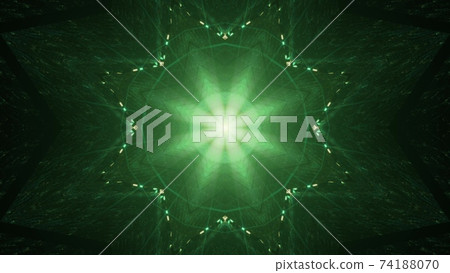 3D illustration of green ornament with bright glitter 74188070
