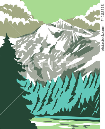 North Cascades National Park with Goode Mountain in Washington State United States WPA Poster Art North Cascades National Park with Goode Mountain in Washington State United States WPA Poster Art 74188318
