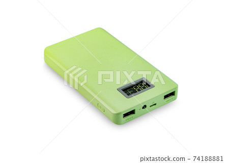 green power bank isolated on white background ,include clipping path 74188881