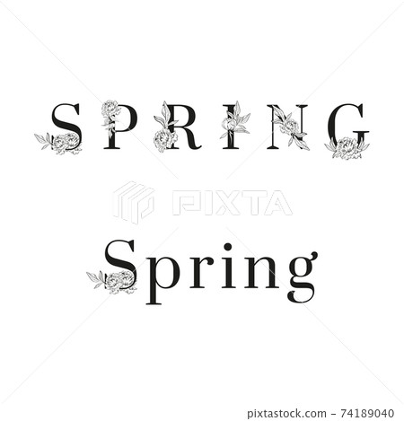 Lettering of text Spring. Inscription with flowers Lettering of text Spring. Inscription with flowers 74189040
