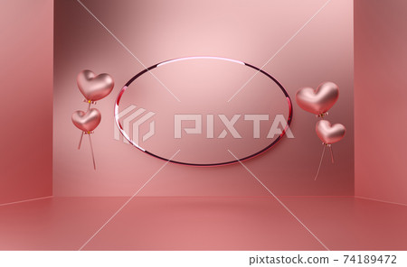 podium empty with geometric shapes in pink pastel composition for modern stage display and minimalist mockup ,birthday balloons and party or celebrations ,3d illustration or 3d render podium empty with geometric shapes in pink pastel composition for modern stage display and minimalist mockup ,birthday balloons and party or celebrations ,3d illustration or 3d render 74189472