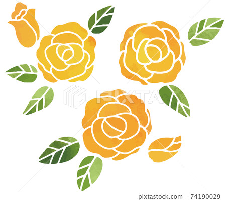 Watercolor yellow rose cute decorative illustration Watercolor yellow rose cute decorative illustration 74190029