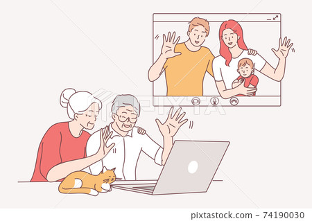 Online communication, video call and distant meeting concept 74190030