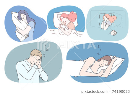 Sleeping, relaxation and comfortable rest concept Sleeping, relaxation and comfortable rest concept 74190033