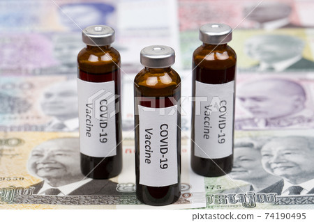 Vaccine against Covid-19 on the background of Cambodian riel 74190495