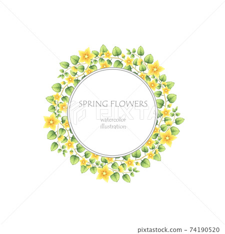 Round frame with yellow flowers Round frame with yellow flowers 74190520