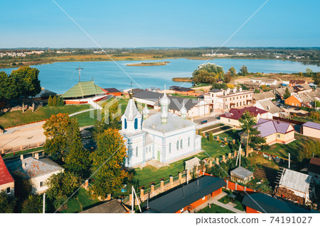 Braslav, Braslaw District, Vitebsk Voblast, Belarus. Aerial View Of Church of the Assumption Braslav, Braslaw District, Vitebsk Voblast, Belarus. Aerial View Of Church of the Assumption 74191027
