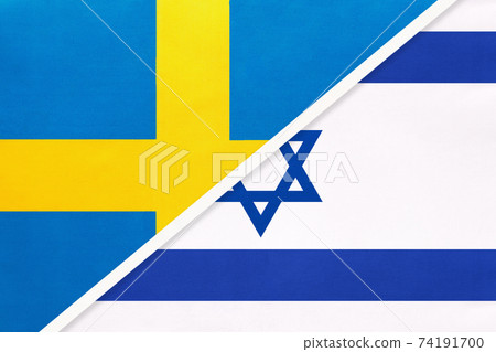 Sweden and Israel, symbol of national flags from textile. 74191700