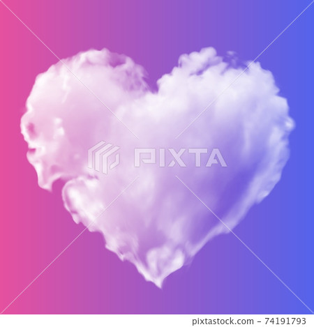 Heart shaped cloud in the blue sky. Valentine's day illustration 74191793
