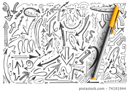 Arrows hand drawn doodle set Arrows hand drawn doodle set 74191944