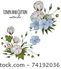 Two compositions with Linen flowers and cotton bolls. 74192036