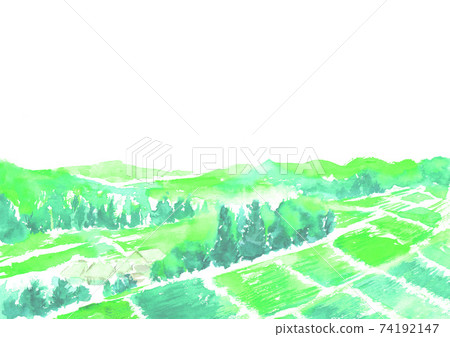 A countryside landscape with abundant nature drawn in watercolor A countryside landscape with abundant nature drawn in watercolor 74192147