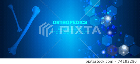 Medical orthopedic abstract background. Treatment for orthopedics traumatology of humerus bones and joints injury. Medical presentation, hospital. Vector illustration	 74192286