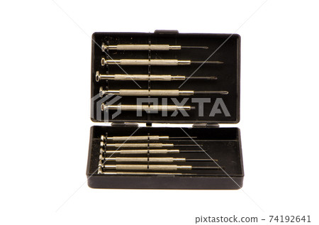 clockmaker tools box isolated on white 74192641