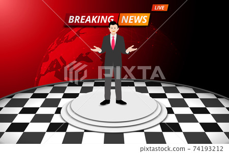 Broadcaster On The White Stand With Breaking Stock Illustration