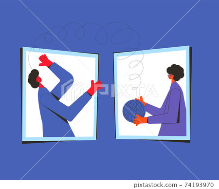 Online stress therapy scene. Color vector flat. 74193970