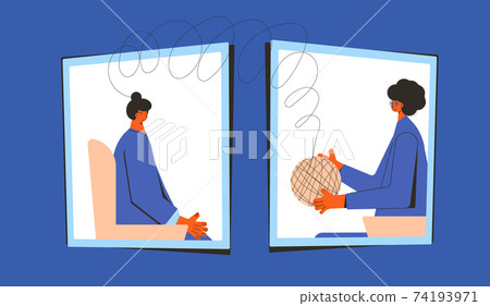 Online stress therapy scene. Color vector flat. 74193971
