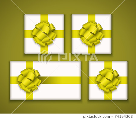 Vector modern gift box with bow ribbon Vector modern gift box with bow ribbon 74194308