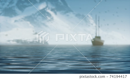 snow covered mountains in northern ocean 74194417