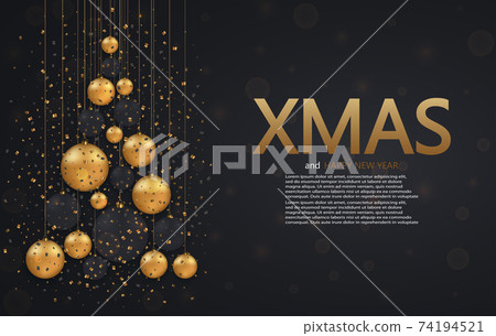 Vector modern Christmas or 2018 Happy New Year winter holiday invitation card background. 74194521