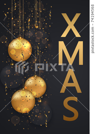 Vector modern Christmas or 2018 Happy New Year winter holiday invitation card Vector modern Christmas or 2018 Happy New Year winter holiday invitation card 74194568