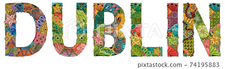 Dublin is the capital and largest city of Ireland. Vector decorative zentangle object for decoration 74195883
