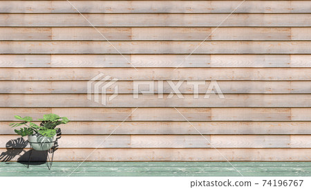 木板牆和觀葉植物的背景圖像 74196767