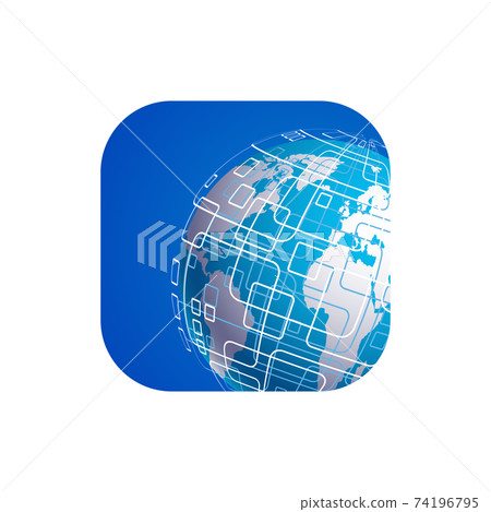 Vector modern techology icon on white background. global world backdrop. 74196795
