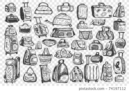Bags hand drawn doodle set Bags hand drawn doodle set 74197112