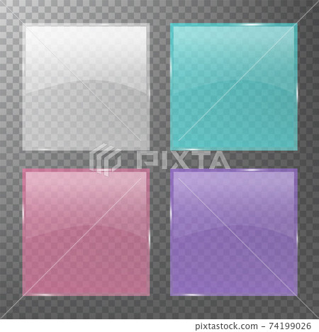 Colourful glass banner with transparency set isolated on transparent background. 74199026