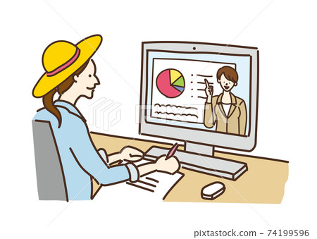 Agricultural girl Agricultural farmer Female business PC illustration 74199596