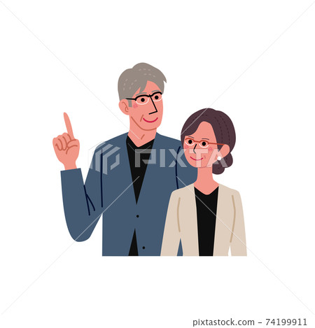 Middle-aged and older men and women senior couple illustration upper body 74199911