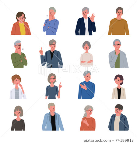 Middle-aged and older men and women senior couple illustration upper body 74199912