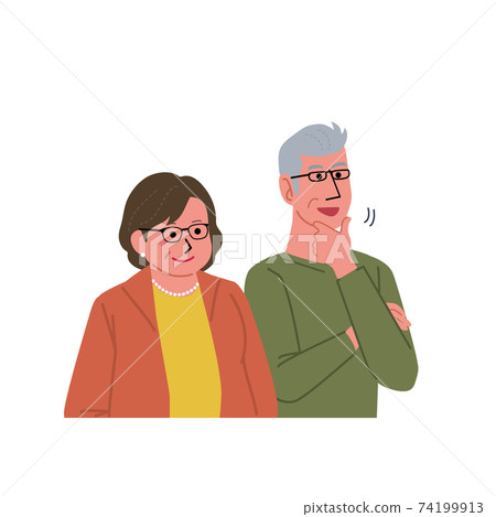 Middle-aged and older men and women senior couple illustration upper body Middle-aged and older men and women senior couple illustration upper body 74199913