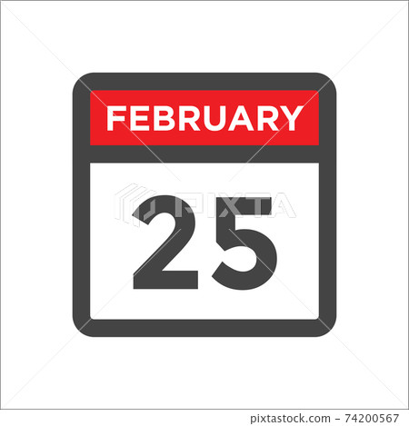 February 25 calendar icon with day of month February 25 calendar icon with day of month 74200567