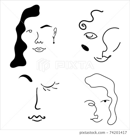 Abstract line art face painting contemporary portrait Abstract line art face painting contemporary portrait 74201417