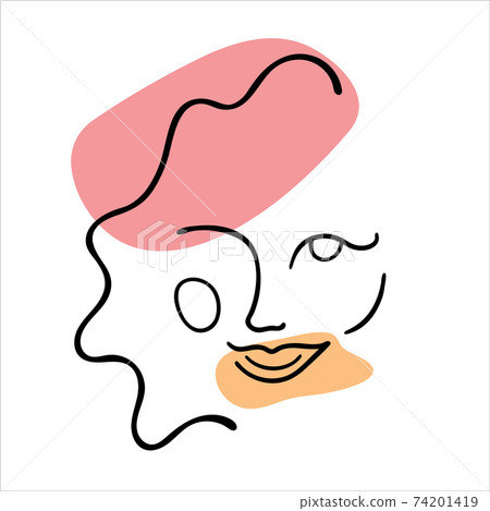 Abstract line art face painting contemporary portrait Abstract line art face painting contemporary portrait 74201419